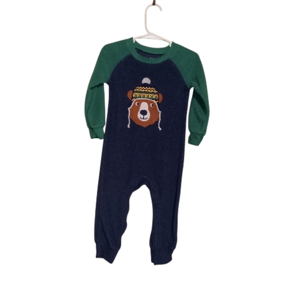 Carter's Boys Cozy Green, Blue Brown, White and Yellow Bear One Piece 18 Months!